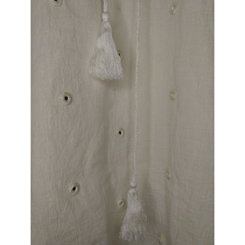 By Together Women's Size Small Long Sleeve Blouse Cream Mirror Stitched Raw Hem - Picture 4 of 6
